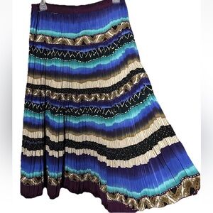 Coldwater Creek skirt M boho hippie silky elastic pull on waistband size medium